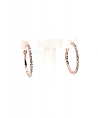 Rhinestone Hoop Earrings Xsmall EH910135 RoseGold
